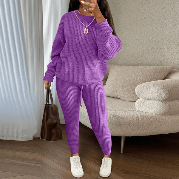 Ribbed Knit Sweater & Drawstring Pants Set