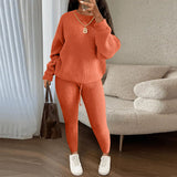 Ribbed Knit Sweater & Drawstring Pants Set