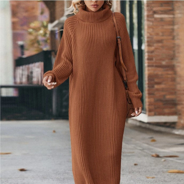 Ribbed Turtleneck Sweater Dress