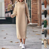 Ribbed Turtleneck Sweater Dress