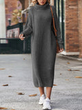 Ribbed Turtleneck Sweater Dress