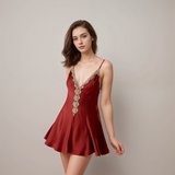 Lace-Trim Satin Nightdress & Robe Set