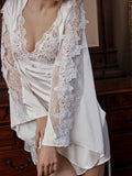 Floral Lace Satin Slip & Robe Set