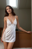 Floral Lace Satin Slip & Robe Set