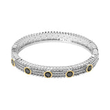 14K Gold Plated Textured Hinged Bangle Bracelet