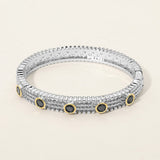 14K Gold Plated Textured Hinged Bangle Bracelet