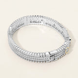 14K Gold Plated Textured Hinged Bangle Bracelet