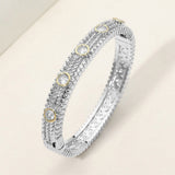 14K Gold Plated Textured Hinged Bangle Bracelet