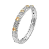 14K Gold Plated Textured Hinged Bangle Bracelet