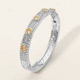 14K Gold Plated Textured Hinged Bangle Bracelet