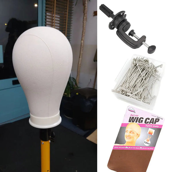 Canvas Wig Head with Table Clamp Stand