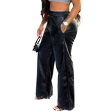 Faux Leather Wide-Leg Pants