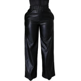 Faux Leather Wide-Leg Pants