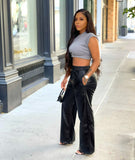 Faux Leather Wide-Leg Pants