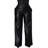 Faux Leather Wide-Leg Pants