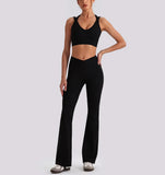 V-Waist Flare Pants Two-Piece Set