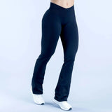 Seamless Crossover-Waist Flare Leggings