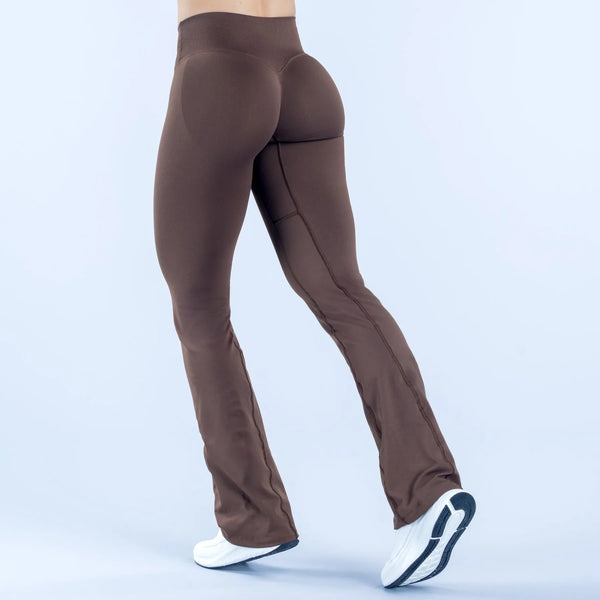 Seamless Crossover-Waist Flare Leggings