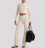 V-Waist Flare Pants Two-Piece Set