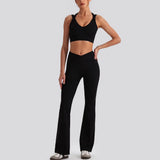 V-Waist Flare Pants Two-Piece Set