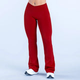 Seamless Crossover-Waist Flare Leggings