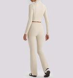 V-Waist Flare Pants Two-Piece Set