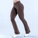 Seamless Crossover-Waist Flare Leggings