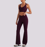V-Waist Flare Pants Two-Piece Set