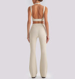 V-Waist Flare Pants Two-Piece Set