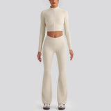 V-Waist Flare Pants Two-Piece Set