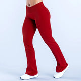 Seamless Crossover-Waist Flare Leggings