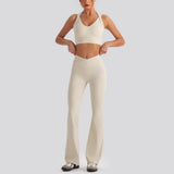 V-Waist Flare Pants Two-Piece Set