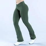 Seamless Crossover-Waist Flare Leggings