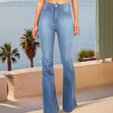 High Waisted Stretch Flare Jeans