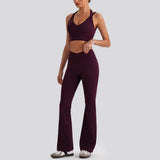 V-Waist Flare Pants Two-Piece Set