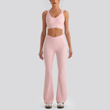 V-Waist Flare Pants Two-Piece Set