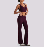 V-Waist Flare Pants Two-Piece Set