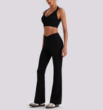 V-Waist Flare Pants Two-Piece Set