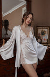 Floral Lace Satin Slip & Robe Set