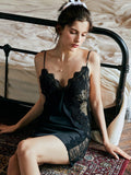 Floral Lace Satin Slip & Robe Set