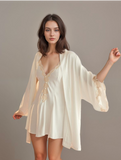Lace-Trim Satin Nightdress & Robe Set
