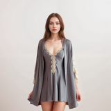 Lace-Trim Satin Nightdress & Robe Set