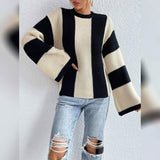 Ribbed Knit Striped Sweater