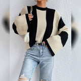 Ribbed Knit Striped Sweater