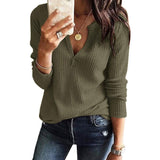 V-Neck Waffle Knit Henley Top