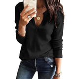 V-Neck Waffle Knit Henley Top