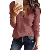 V-Neck Waffle Knit Henley Top