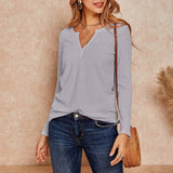 V-Neck Waffle Knit Henley Top