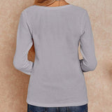 V-Neck Waffle Knit Henley Top