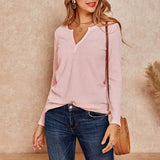 V-Neck Waffle Knit Henley Top